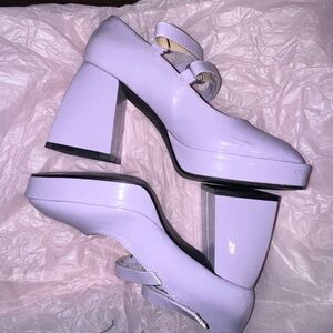 Lavender Block Heel Mary Jane Shoes
